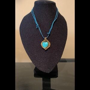 Blue heart shaped rock pendant necklace